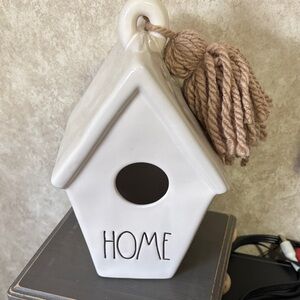 Rae Dunn White Ceramic Birdhouse with Tan Tassel